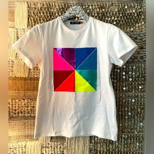 🌈 NWT LB2 Studio rainbow bright graphic t-shirt sz S 🌈